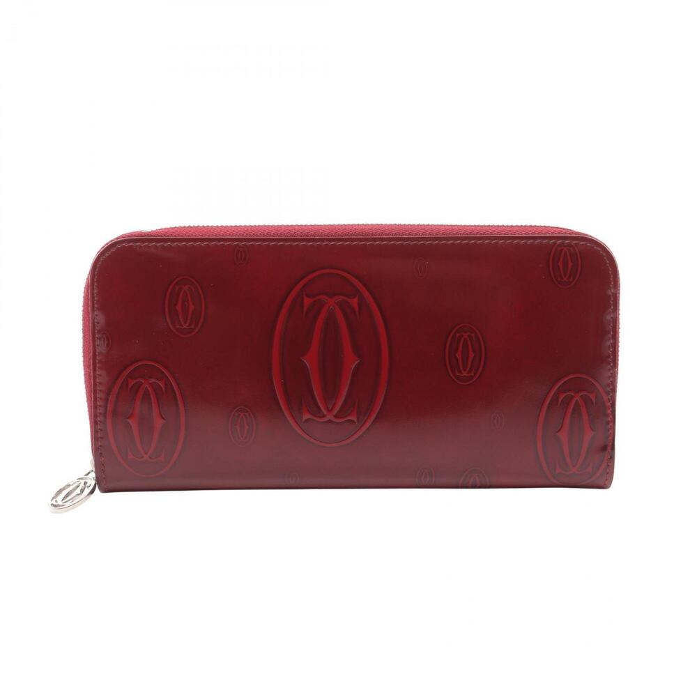 Cartier Happy Birthday Round Long Wallet, Patent Leather, Women's, Bordeaux